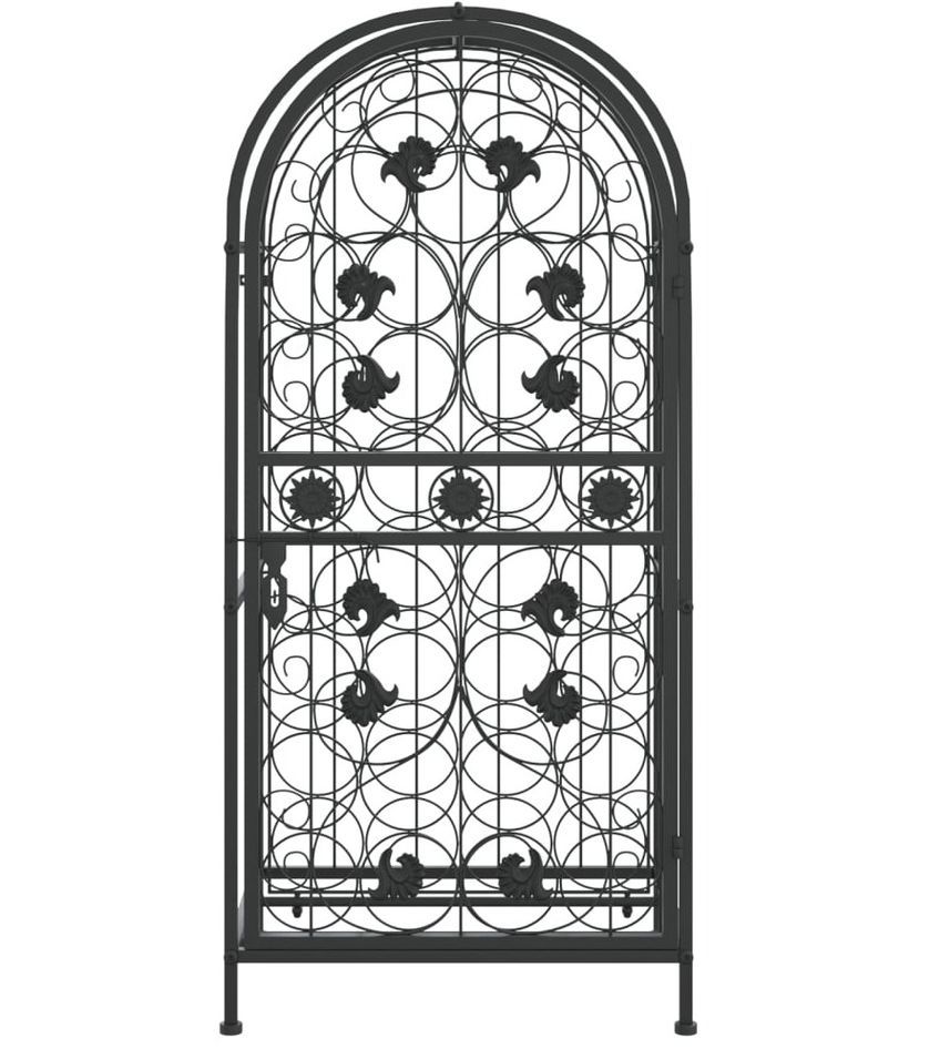 Casier à bouteilles 33 bouteilles noir 45x36x100 cm fer forgé - Photo n°1