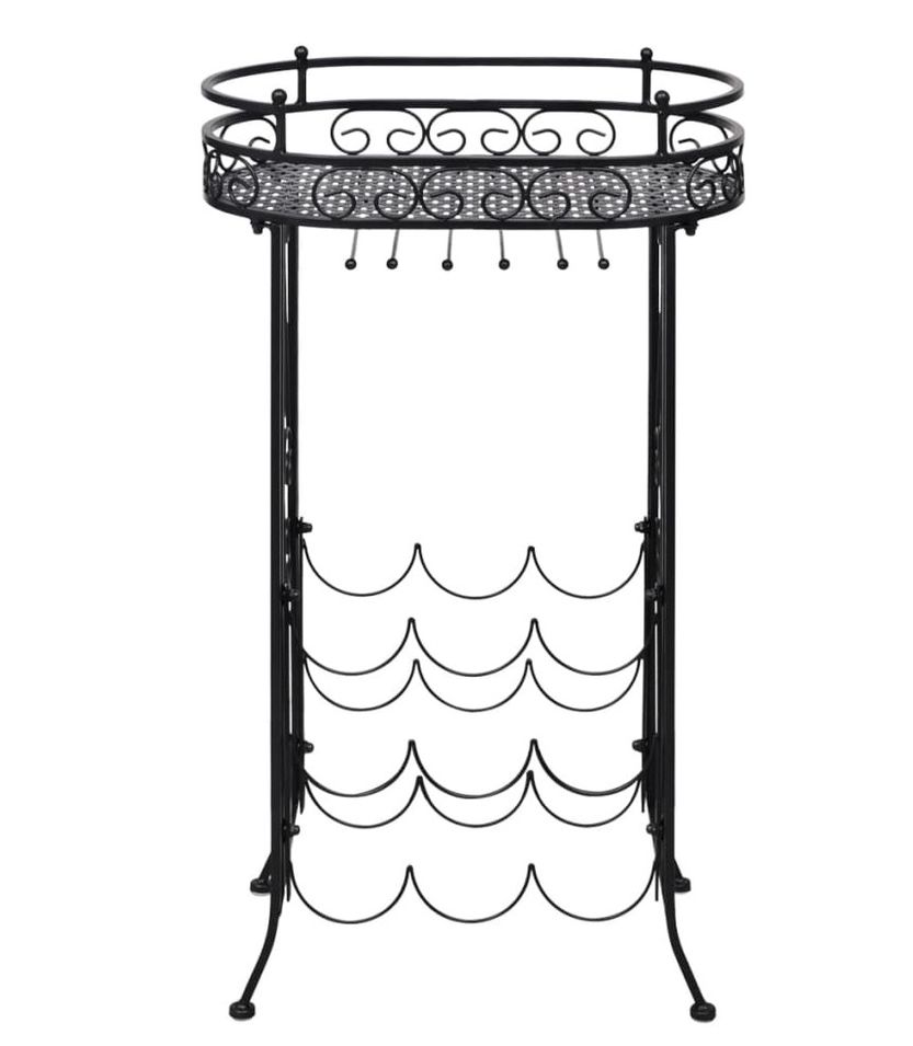 Casier à bouteilles avec porte-verre pour 9 bouteilles Métal - Photo n°1