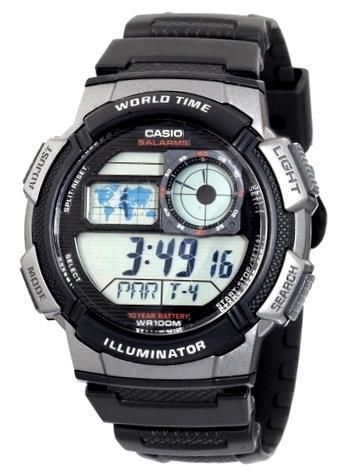Casio Aw-1000w-1b Illuminator. Digit. Chrono. 5 Alarms. World Time. Wr 100mt **original Box** - Photo n°1