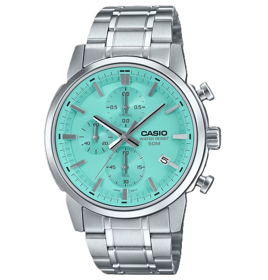 Casio Collection Chrono Date Silver Aqua MTP-E510D-2AVDF - Photo n°1