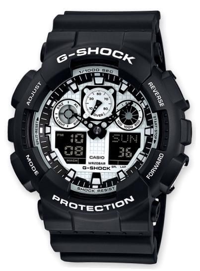 Casio G-shock ga-100bw-1adr G-classic Shock & Magnetic Resistant Auto Led World Time 29 Zones - 4 Daily Alarms Snooze Alarm Hourly Time Signal Countdown Timer Full Auto-calendar Wr 200mt **origina - Photo n°1