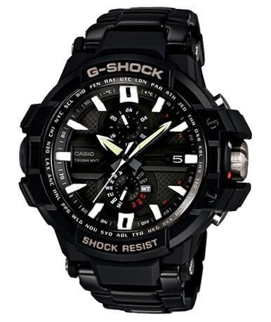 Casio G-shock Serie G-aviation Gravity - Gmt - Radiocontrolled - Analog - Solar - Tough Movement - Thermometer - Triple G Costruction - S/s Ip Black - Wr 200m GWA-1000D-1ER - Photo n°1
