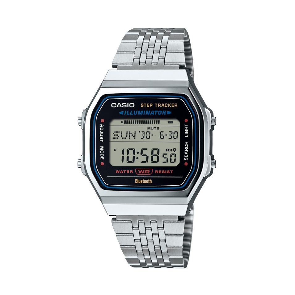 Casio New Vintage Silver -bluetooth® Smartphone Link W. Built-in Accelerometer Senses Body Movements + Steps Counter ABL-100WE-1AEF - Photo n°1