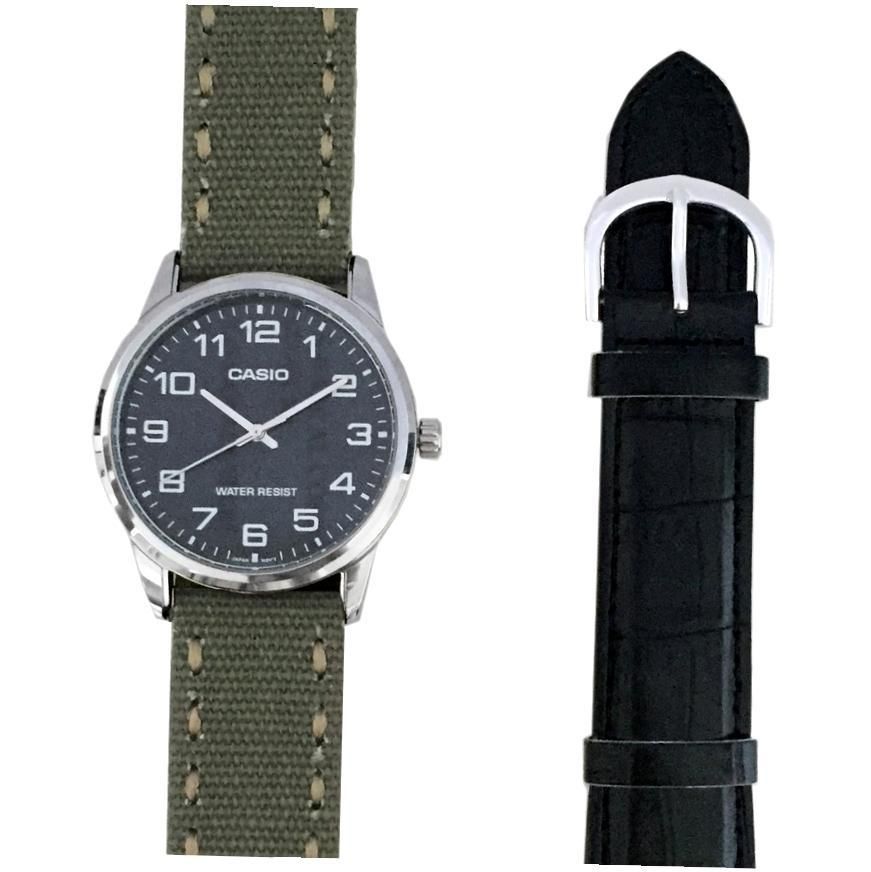 Casio Special Mtp-v001l-1 Set 2 Straps (cordura Khaki Green& Leather) 45mm ***original Box*** MTP-V001L-1_SET_G - Photo n°1