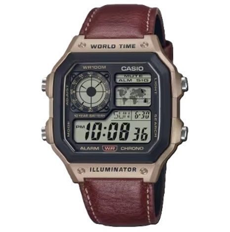 Casio Sport World Time Illuminator 5 Alarms - Future Classic Collection - Copper Burgundy AE-1200WHL-5AVEF - Photo n°1