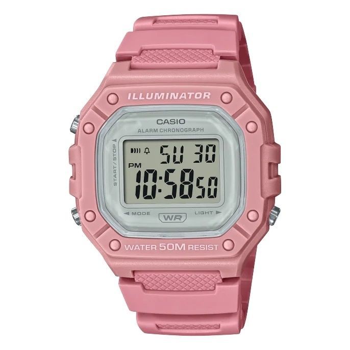 Casio Timeless Collection Sport Illuminator Wr 50, Alarm, Chronograph - Pink - Colored Serie W-218HC-4AVDF - Photo n°1