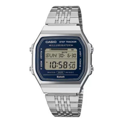 Casio Vintage Bluetooth® Smartphone Link - Steel - Built-in Accelerometer Senses Body Movements + Steps Counter - Blue ABL-100WE-2AEF - Photo n°1