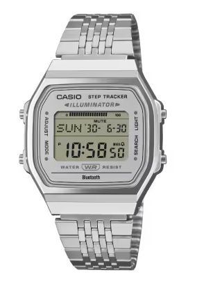 Casio Vintage Bluetooth® Smartphone Link - Steel - Built-in Accelerometer Senses Body Movements + Steps Counter - Grey ABL-100WE-7AEF - Photo n°1