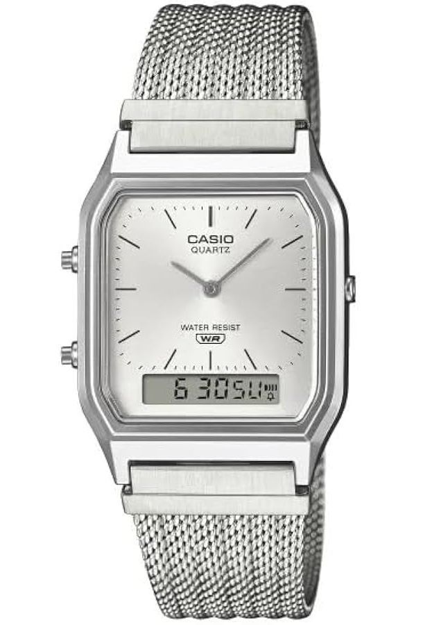 Casio Vintage Edgy Collection Mesh Strap - Silver AQ-230EM-7AEF - Photo n°1