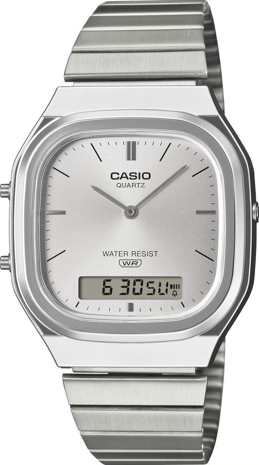 Casio Vintage Edgy Rounded Square - Silver AQ-240E-7AEF - Photo n°1
