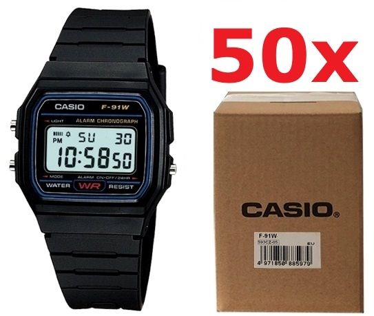 Casio Vintage F-91w-1yer **pack 50 Pcs** F-91W-1YEG-50 - Photo n°1