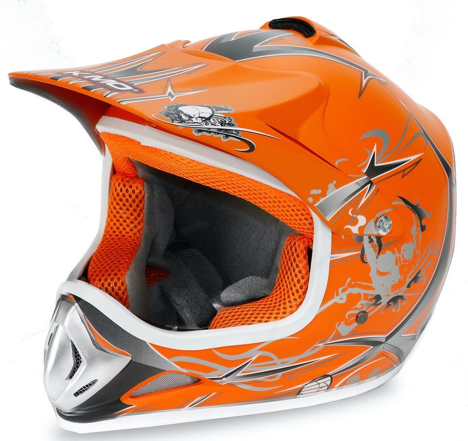 Casque enfant de cross orange brillant Full sport - Photo n°1