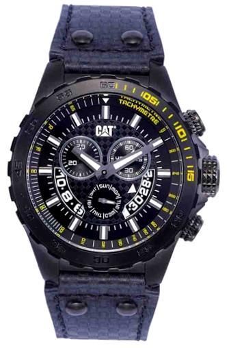 Cat P52 Chrono Ss Case. Leather Strap. Quartz Day&date Tachymeter 44mm Wr 10atm YN.163.36.127 - Photo n°1