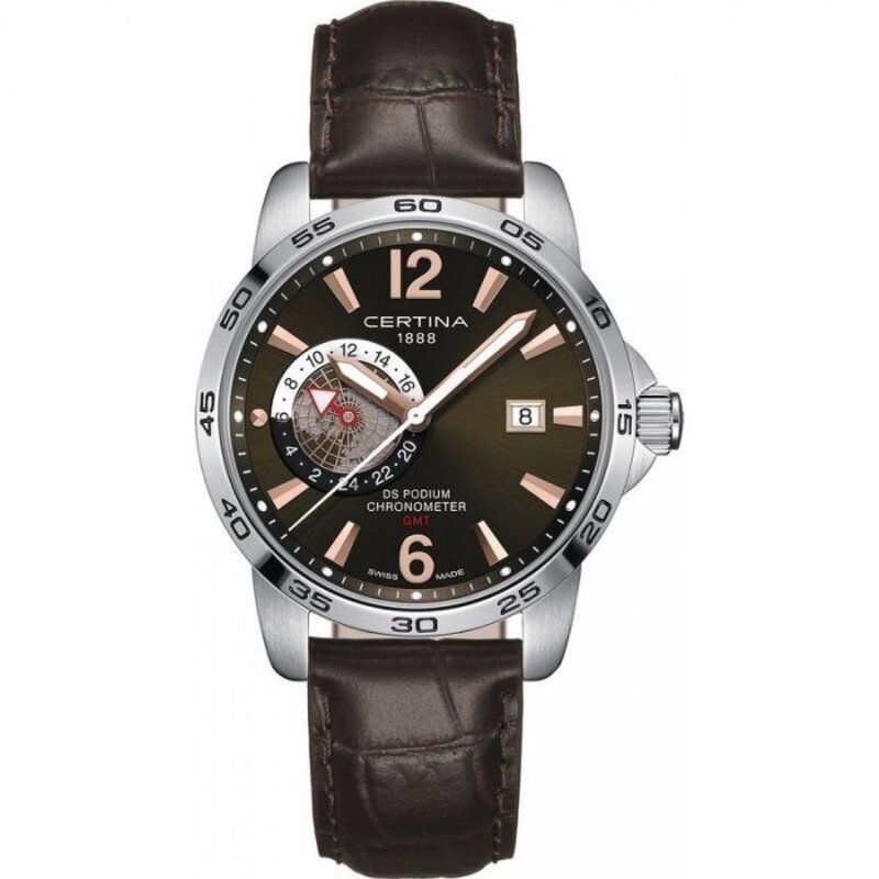 Certina Ds Podium Gmt Automatic Ss Leather Black Silver Cosc (contrôle Officiel Suisse Des Chronomètres) C034.455.16.087.01 - Photo n°1