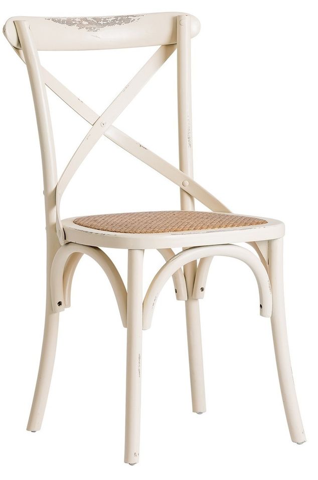 Chaise à manger bois massif blanc cassé décapé Annah - Photo n°1