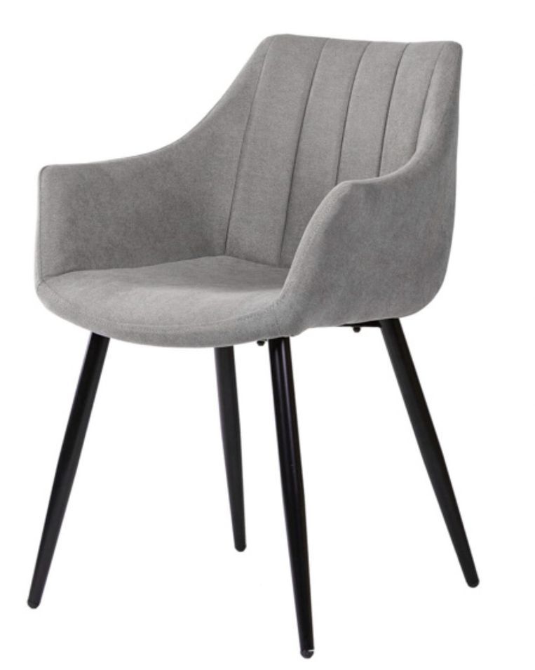 Chaise avec accoudoir tissu matelassé et acier noir Kony - Photo n°1