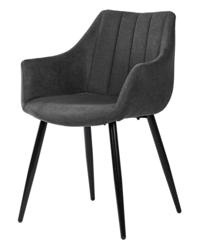 Chaise avec accoudoir tissu matelassé et acier noir Kony - Photo n°1