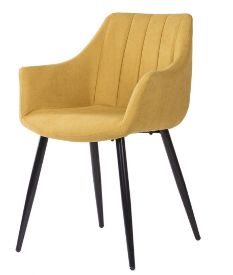 Chaise avec accoudoir tissu matelassé et acier noir Kony - Photo n°1