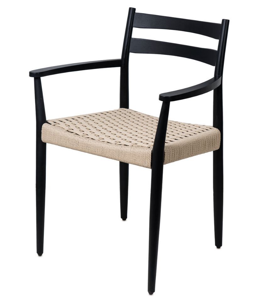 Chaise avec accoudoirs en bois de chêne et corde tressée VONY - Confort structuré - Photo n°1