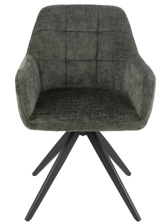 Chaise avec accoudoirs LOUNA – Tissu doux et pieds acier noir - Photo n°1