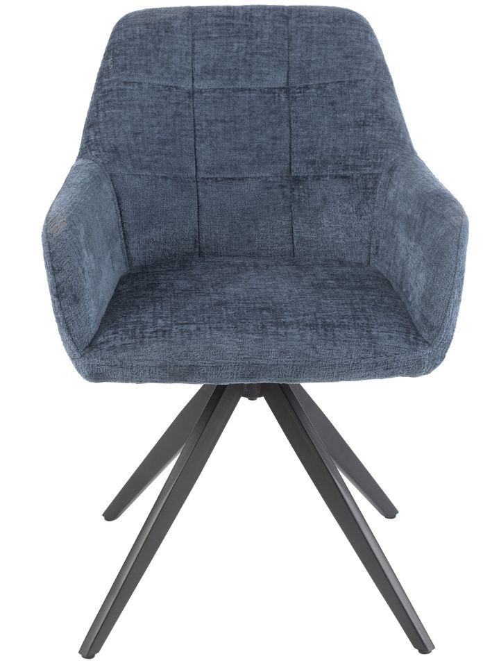 Chaise avec accoudoirs LOUNA – Tissu doux et pieds acier noir - Photo n°1