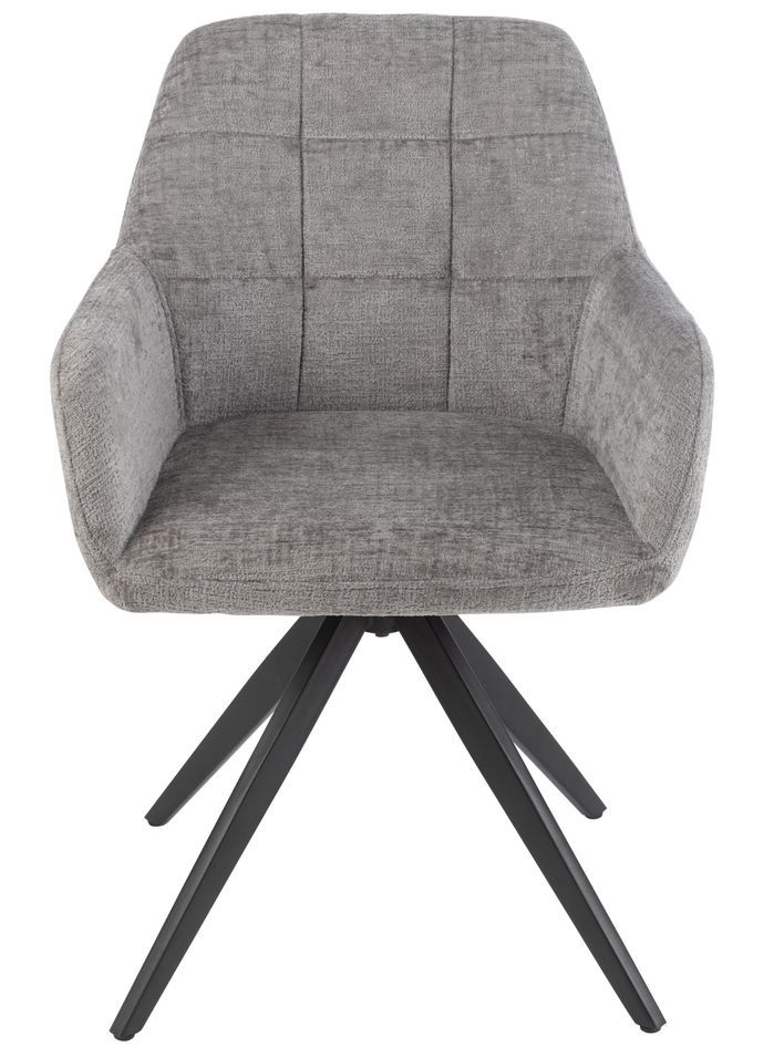 Chaise avec accoudoirs LOUNA – Tissu doux et pieds acier noir - Photo n°1