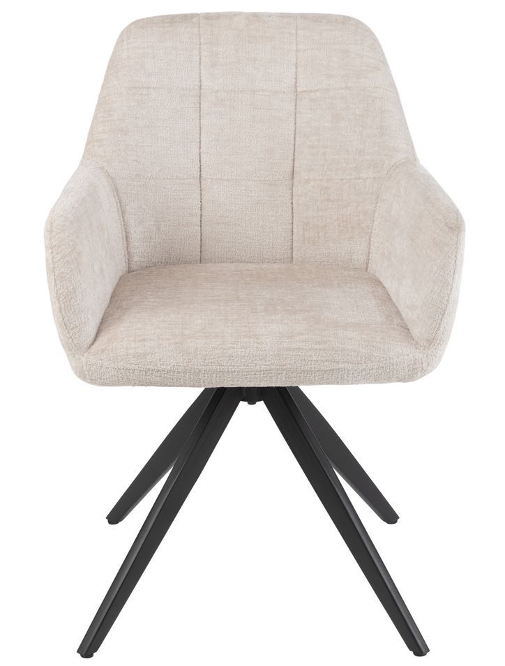 Chaise avec accoudoirs LOUNA – Tissu doux et pieds acier noir - Photo n°1