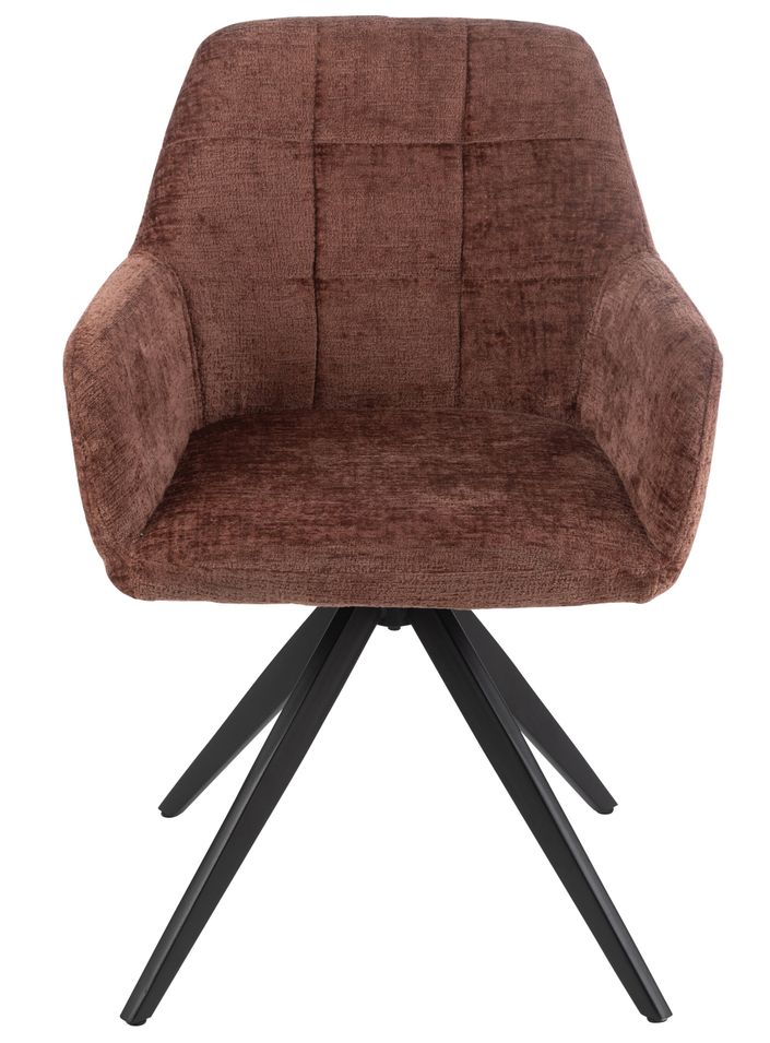 Chaise avec accoudoirs LOUNA – Tissu doux et pieds acier noir - Photo n°1