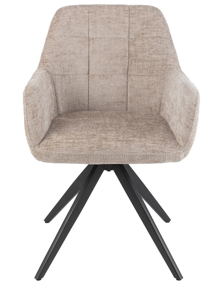 Chaise avec accoudoirs LOUNA – Tissu doux et pieds acier noir - Photo n°1