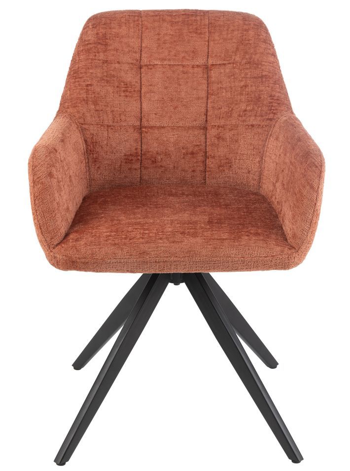 Chaise avec accoudoirs LOUNA – Tissu doux et pieds acier noir - Photo n°1