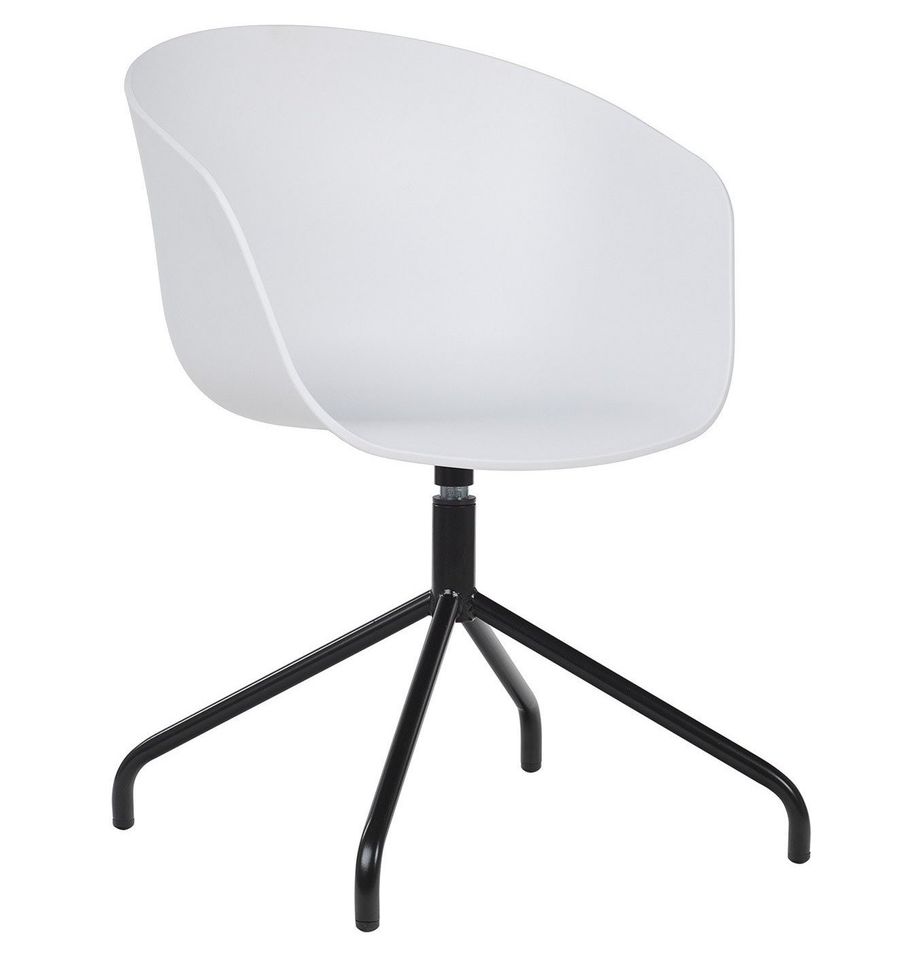 Chaise avec accoudoirs polypropylène blanc et métal noir Wau - Photo n°1