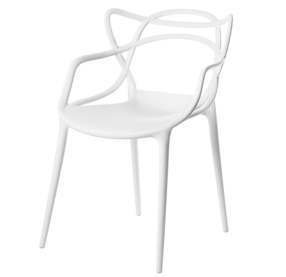 Chaise avec accoudoirs polypropylène camel mate et pieds acier blanc Croizy - Photo n°1