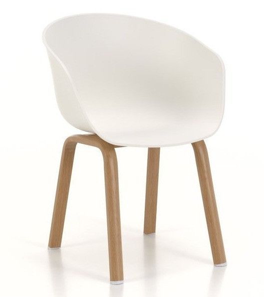 Chaise avec accoudoirs polypropylène gris et pieds métal effet bois Latan - Lot de 4 2 - Photo n°1