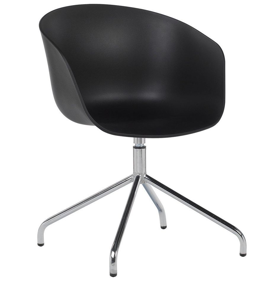 Chaise avec accoudoirs polypropylène noir et métal chromé Wau - Photo n°1