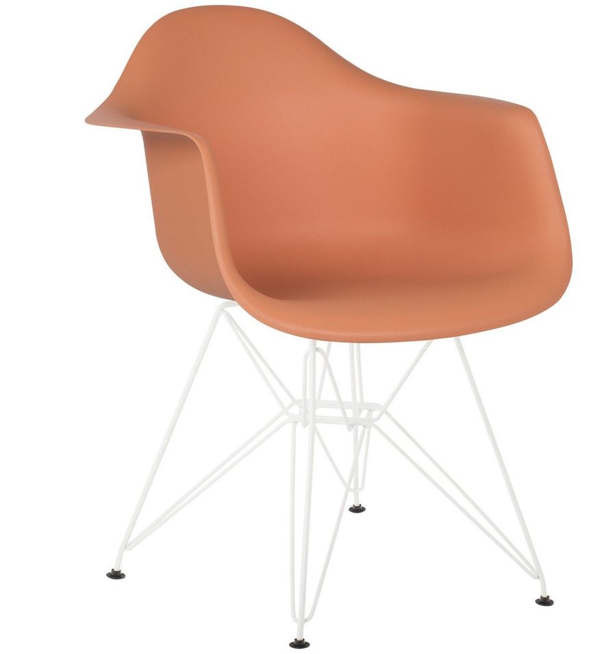 Chaise avec accoudoirs polypropylène rouille mate et pieds acier blanc Croizy - Photo n°1