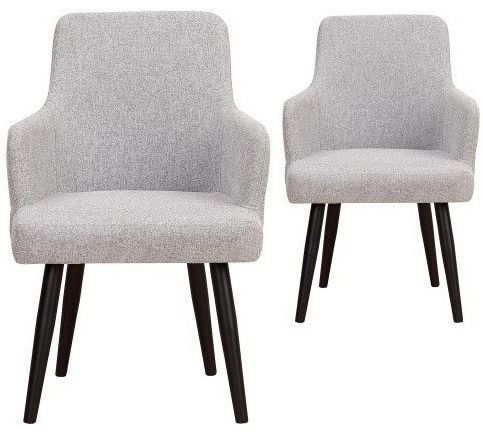 Chaise avec accoudoirs tissu gris clair et pieds métal noir Jaya - Lot de 2 - Photo n°1