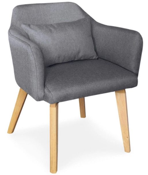Chaise avec accoudoirs tissu gris foncé et pieds bois clair Biggie - Photo n°1