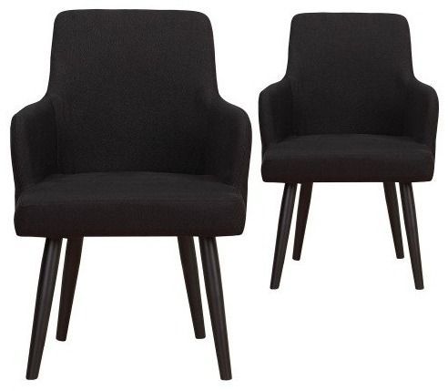 Chaise avec accoudoirs tissu noir et pieds métal noir Jaya - Lot de 2 - Photo n°1