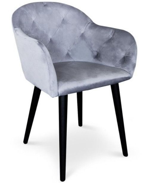 Chaise avec accoudoirs velours argent Honor - Photo n°1