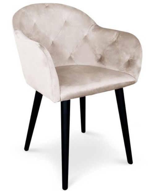 Chaise avec accoudoirs velours beige Honor - Photo n°1