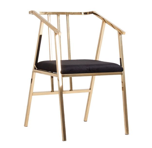 Chaise avec accoudoirs velours noir et métal doré Lazur - Photo n°1