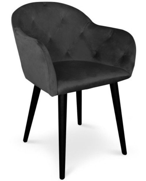 Chaise avec accoudoirs velours noir Honor - Photo n°1