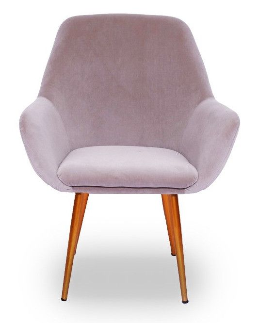 Chaise avec accoudoirs velours taupe et pieds métal doré Boobi - Photo n°1