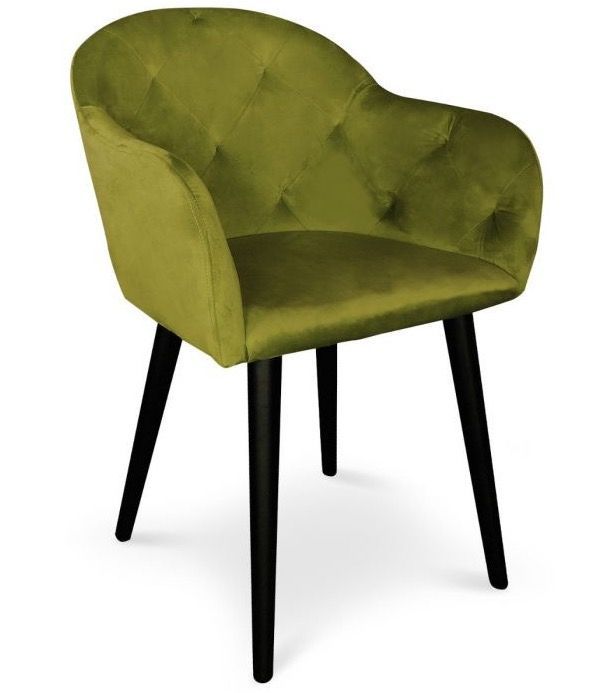 Chaise avec accoudoirs velours vert kaki Honor - Photo n°1