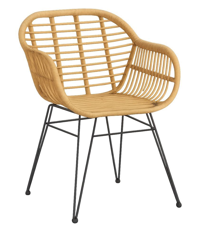 Chaise avec accoudoirs ZURA – Osier synthétique et pieds en acier - Photo n°1