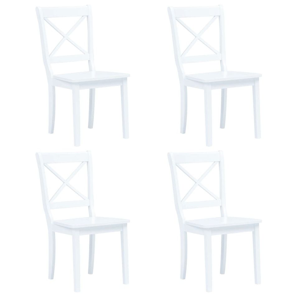 Chaise bois blanc hévéa massif Aero - Lot de 4 - Photo n°1