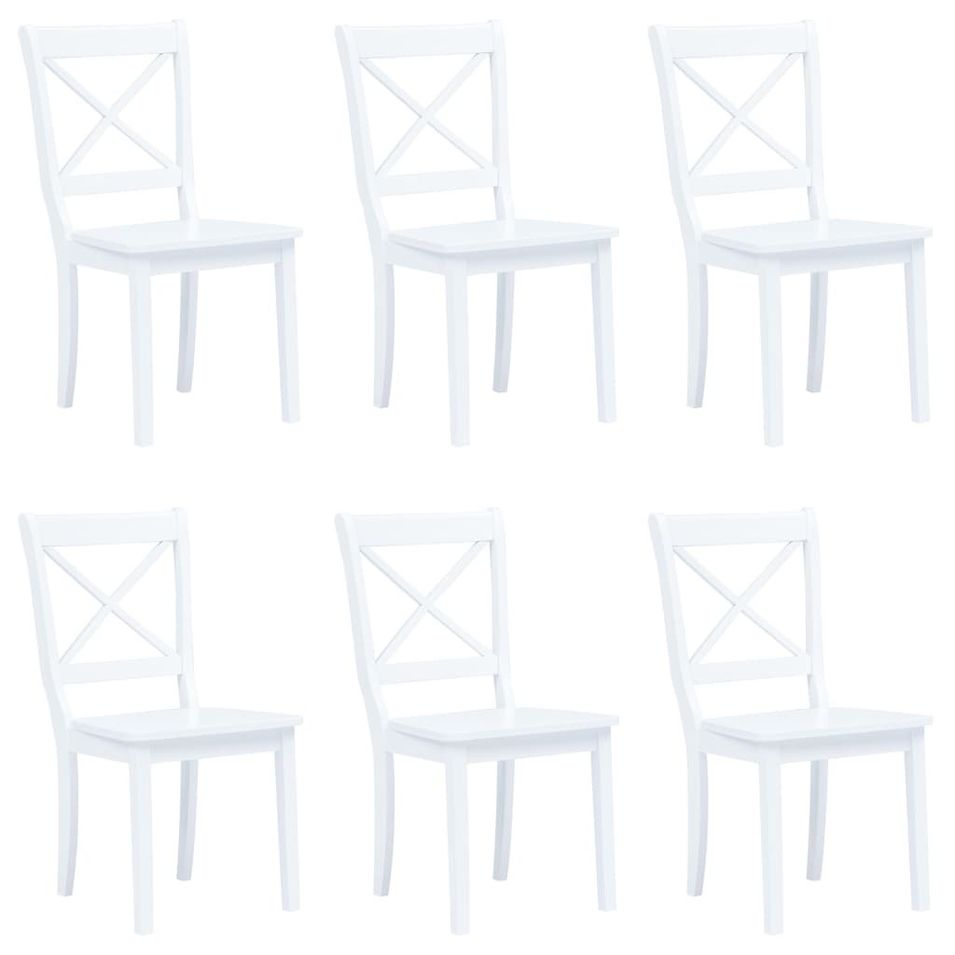 Chaise bois blanc hévéa massif Aero - Lot de 6 - Photo n°1
