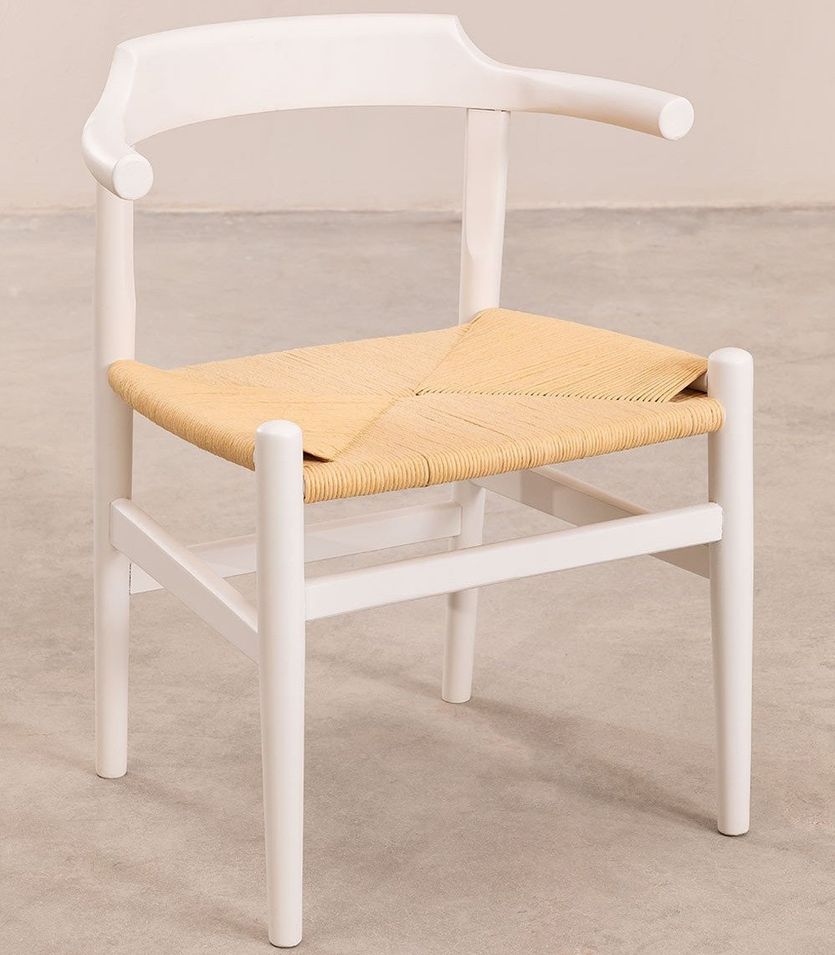 Chaise bois de hêtre blanc et corde tressée Payia - Photo n°1