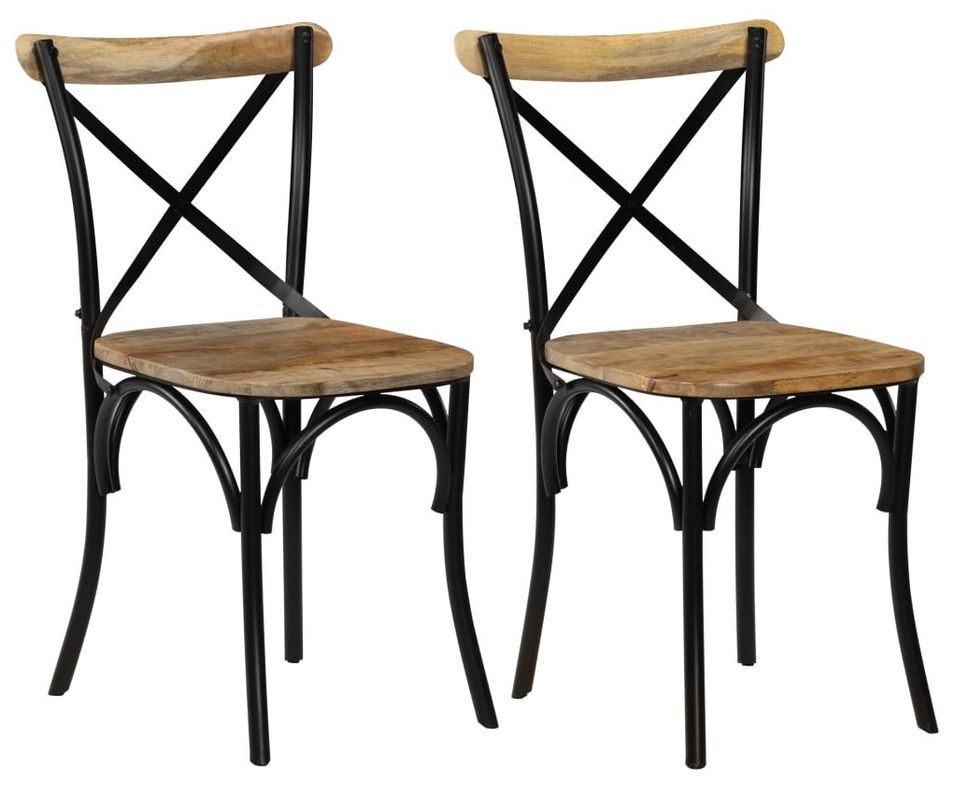 Chaise bois de manguier massif et acier noir Tiphen - Lot de 2 - Photo n°1