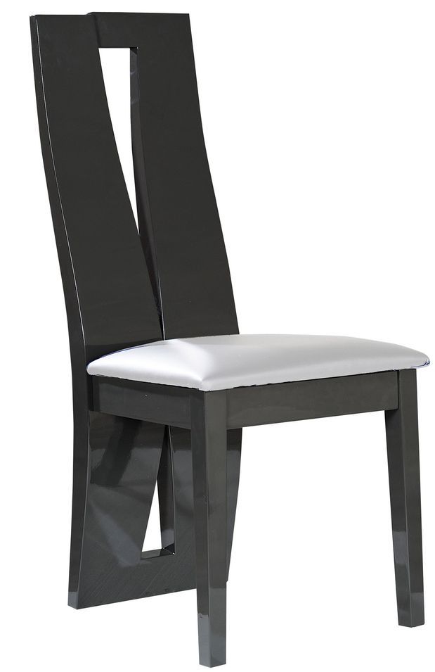 Chaise bois gris et simili blanc Kantz - Lot de 2 - Photo n°1